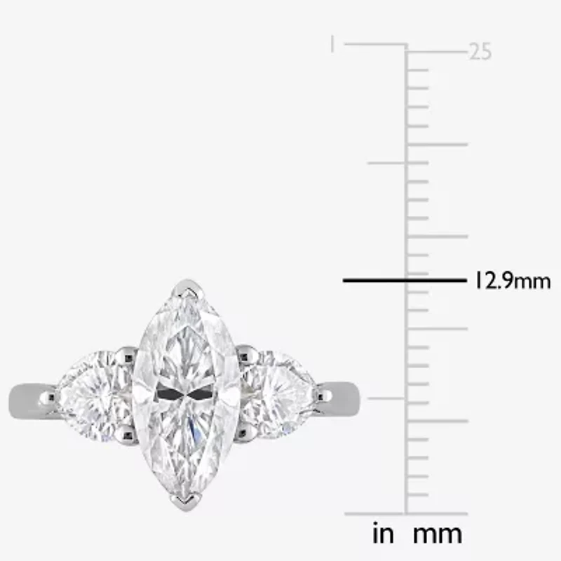 Womens 2 1/2 CT. T.W. Lab Created White Moissanite Sterling Silver 3-Stone Engagement Ring