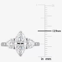 Womens 2 1/2 CT. T.W. Lab Created White Moissanite Sterling Silver 3-Stone Engagement Ring