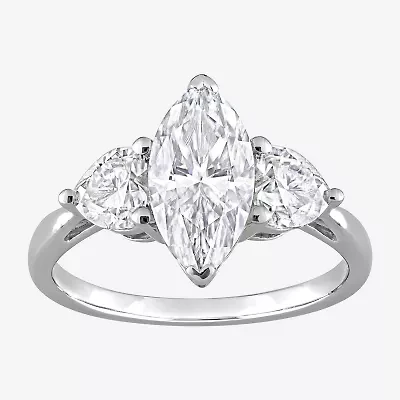 Womens 2 1/2 CT. T.W. Lab Created White Moissanite Sterling Silver 3-Stone Engagement Ring