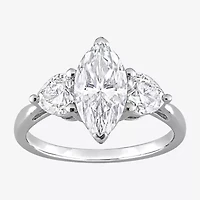Womens 2 1/2 CT. T.W. Lab Created White Moissanite Sterling Silver 3-Stone Engagement Ring