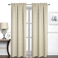 Regal Home Perth Geometric Embroidery Rod Pocket Blackout Set of 2 Curtain Panel