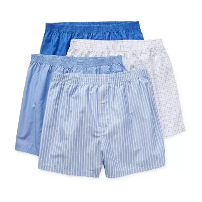 Stafford Woven Mens Big and Tall 4 Pack Boxers 306207