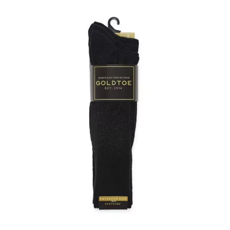 Gold Toe Fluffies Mens 3 Pair Big and Tall Crew Socks