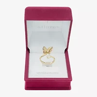 Sparkle Allure Wrap Womens White Mother Of Pearl 14K Gold Over Brass Butterfly Bypass  Cocktail Ring