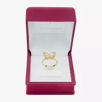 Sparkle Allure Womens White Mother Of Pearl 14K Gold Over Brass Butterfly Halo Cocktail Ring