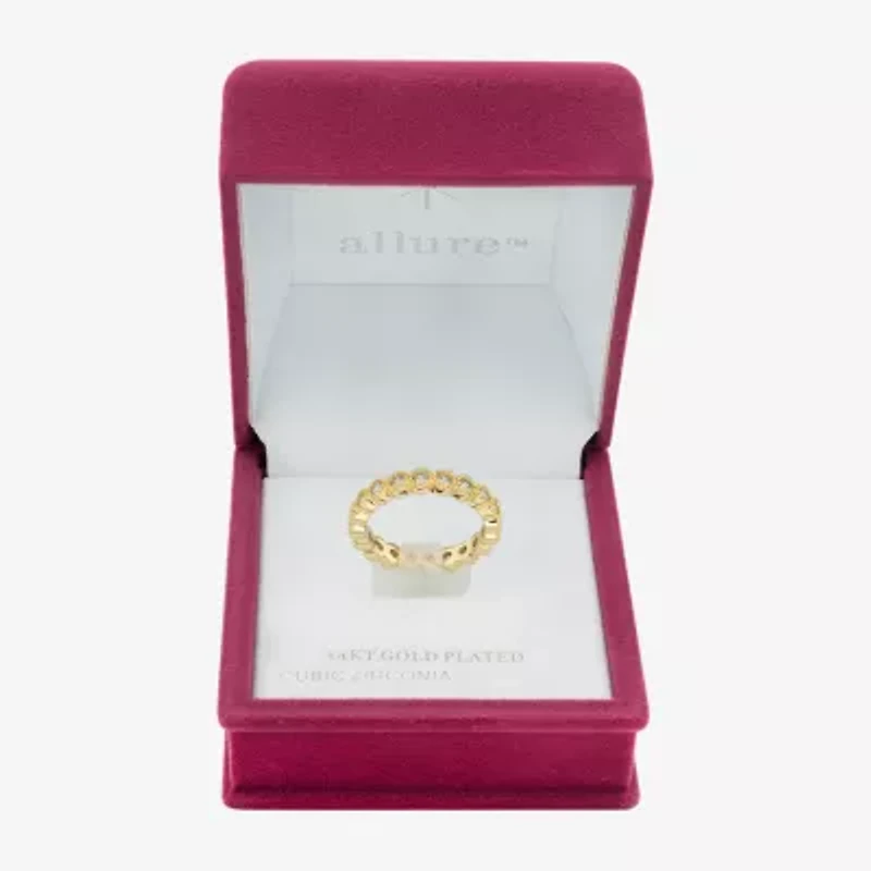 Sparkle Allure Womens 2.5MM Cubic Zirconia 14K Gold Over Brass Round Eternity Band