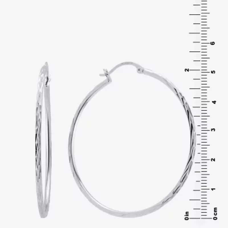 Womens Sterling Silver 53mm Round Hoop Earrings