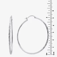 Womens Sterling Silver 53mm Round Hoop Earrings