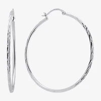 Womens Sterling Silver 53mm Round Hoop Earrings