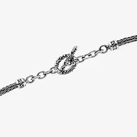 Bali Inspired Womens Sterling Silver Heart Charm Bracelet