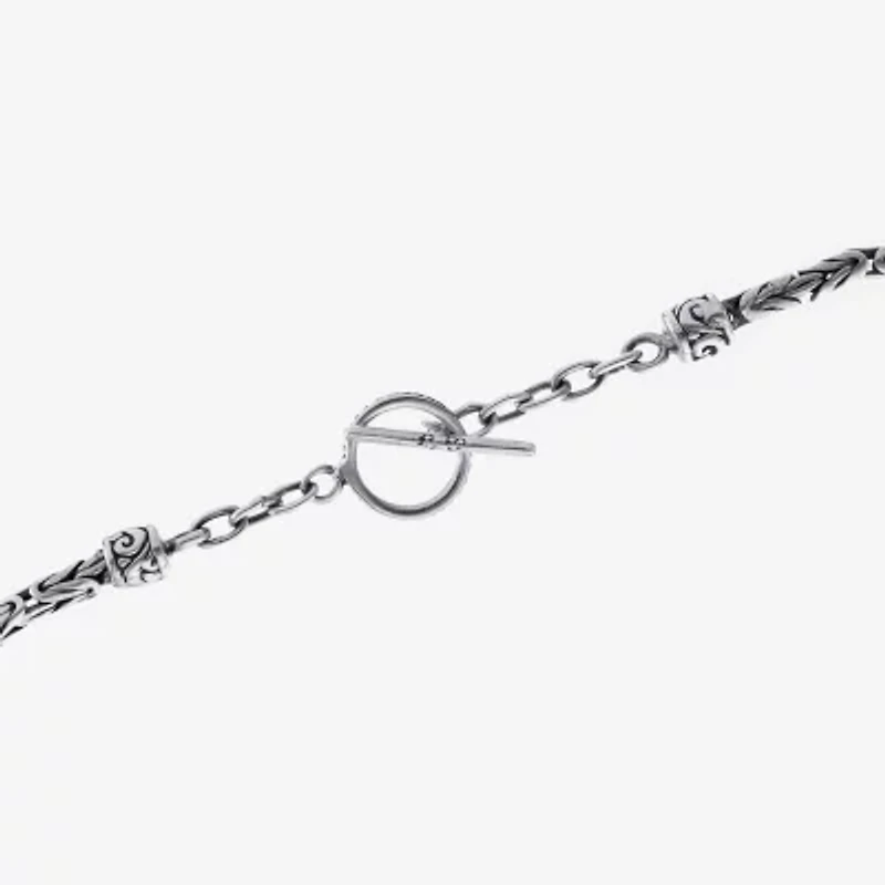 Bali Inspired Womens Sterling Silver Charm Bracelet