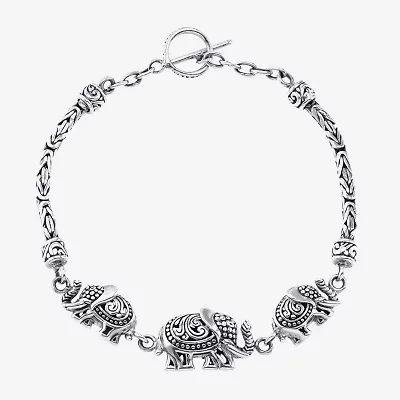 Bali Inspired Womens Sterling Silver Charm Bracelet
