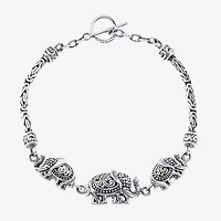 Bali Inspired Womens Sterling Silver Charm Bracelet