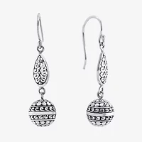 Bali Inspired Womens Sterling Silver Ball Round Drop Earrings