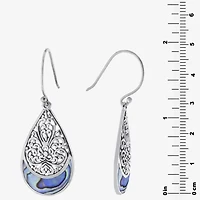 Bali Inspired Womens Gray Abalone Sterling Silver Drop Earrings