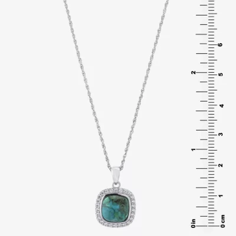 Womens Blue Turquoise Sterling Silver 18 Inch Pendant Necklace