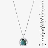 Womens Blue Turquoise Sterling Silver 18 Inch Pendant Necklace