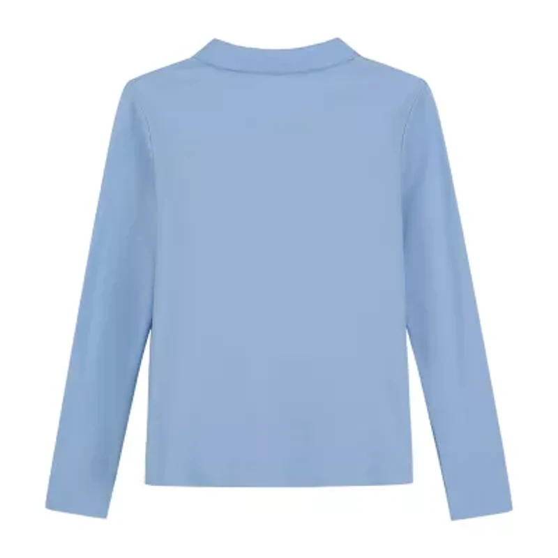 IZOD Little & Big Kid Girls Long Sleeve Regular Fit Stretch Fabric Polo Shirt