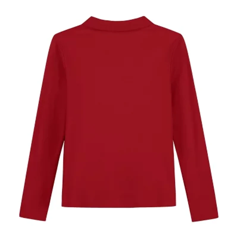 IZOD Little & Big Kid Girls Long Sleeve Regular Fit Stretch Fabric Polo Shirt