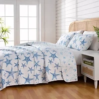 Linery Blue Starfish Reversible Quilt Set