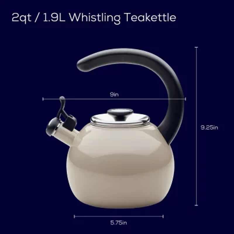 Circulon Enamel On Steel 2-Qt. Whistling Induction Tea Kettle with Flip-Up Spout