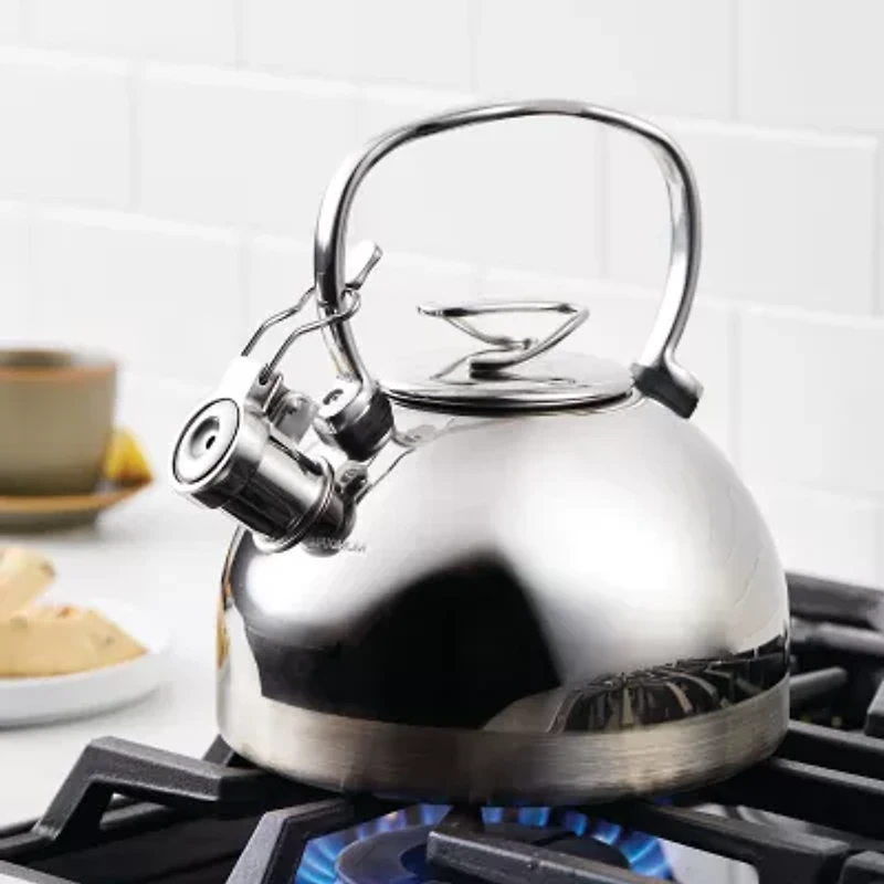 Circulon Enamel On Steel 2-Qt. Whistling Induction Tea Kettle with Flip-Up Spout