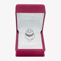 Sparkle Allure Womens Cubic Zirconia Pure Silver Over Brass Flower Cluster Cocktail Ring