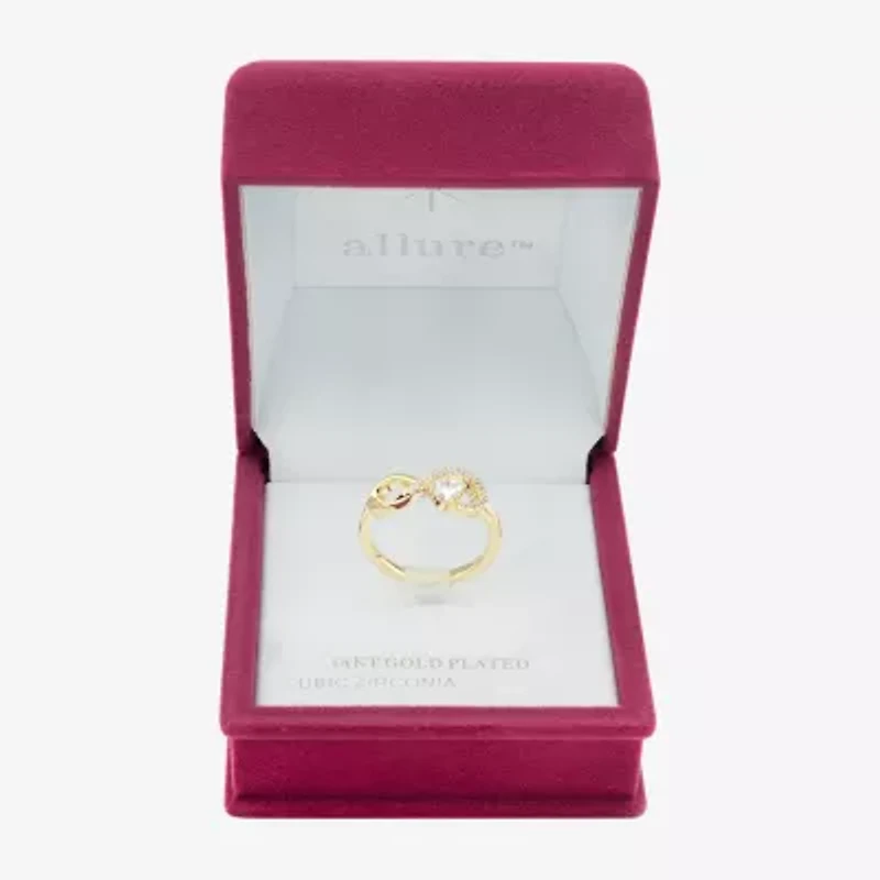 Sparkle Allure Womens 2MM Cubic Zirconia 14K Gold Over Brass Infinity Band