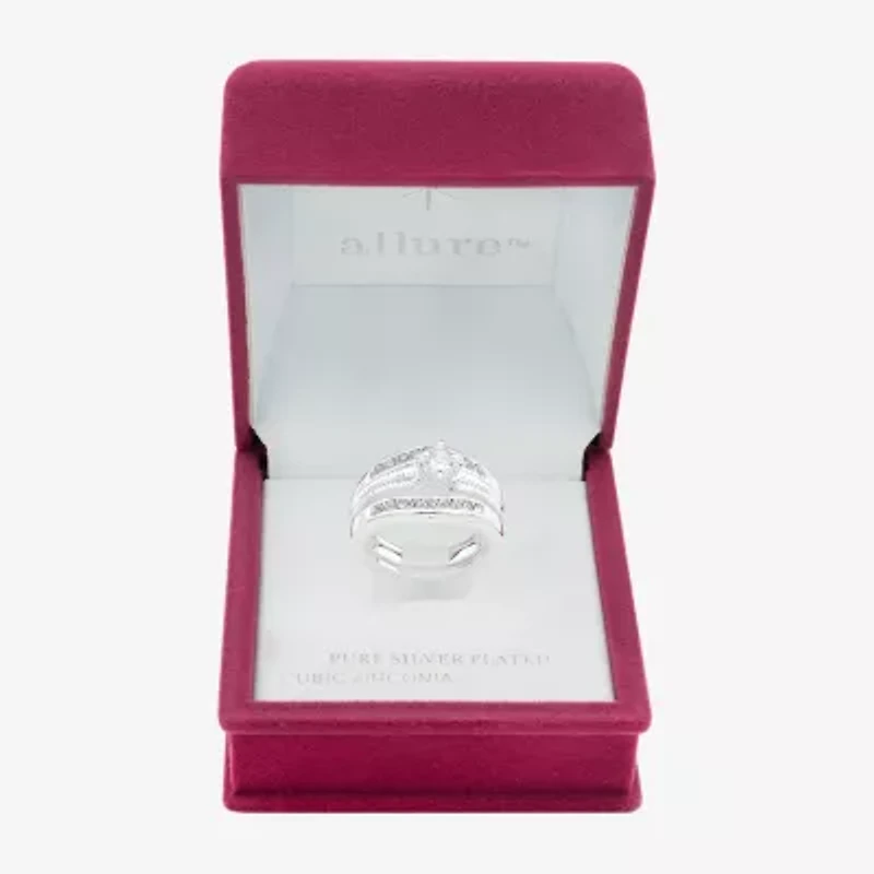 Sparkle Allure Womens Cubic Zirconia Pure Silver Over Brass Solitaire Bridal Set