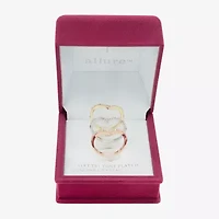 Sparkle Allure Curved Chevron Delicate Womens Crystal 14K Gold Over Brass 18K Rose Ring Set