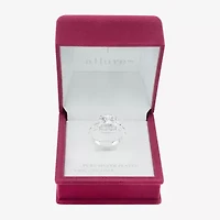 Sparkle Allure Womens Cubic Zirconia Pure Silver Over Brass Round Halo Engagement Ring