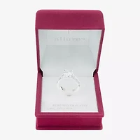 Sparkle Allure Split Shank Solitaire Womens Cubic Zirconia Pure Silver Over Brass Round Engagement Ring
