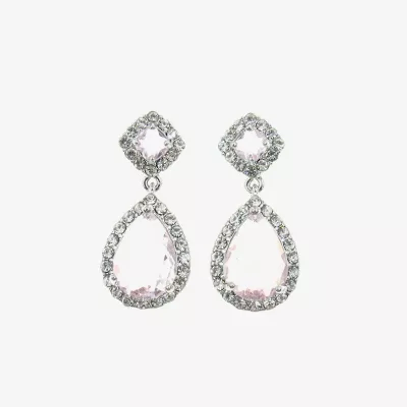 Vieste Rosa Halo Womens Green Crystal Pear Drop Earrings