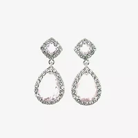 Vieste Rosa Halo Womens Green Crystal Pear Drop Earrings