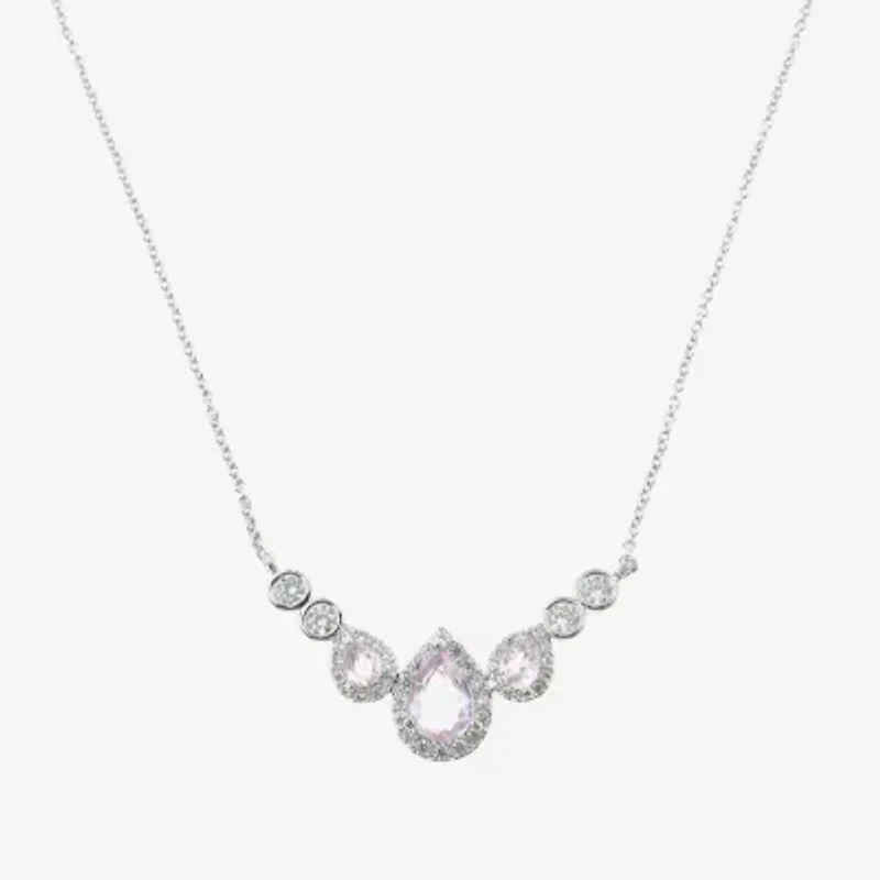 Vieste Rosa Halo Frontal Womens Green Crystal Pear 16 Inch Pendant Necklace
