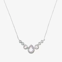 Vieste Rosa Halo Frontal Womens Green Crystal Pear 16 Inch Pendant Necklace