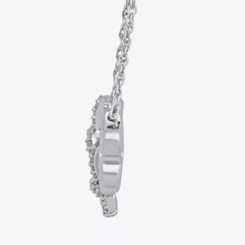Hallmark Diamonds Paw Print Womens 1/10 CT. T.W. Natural White Diamond Sterling Silver Heart 18 Inch Pendant Necklace