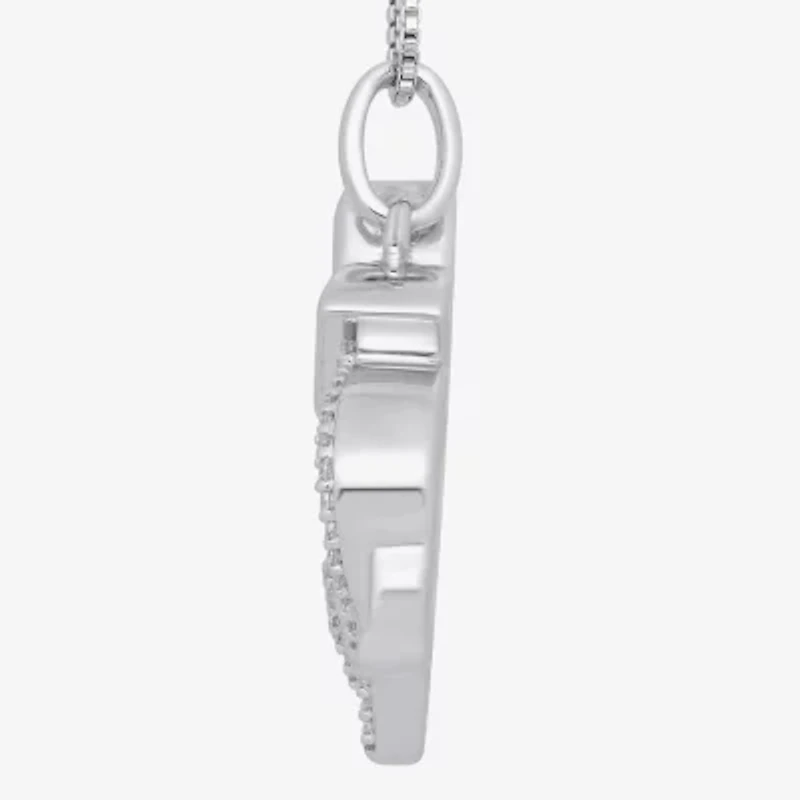 Hallmark Diamonds Mother And Baby Elephant Womens 1/10 CT. T.W. Natural White Diamond Sterling Silver Heart 18 Inch Pendant Necklace