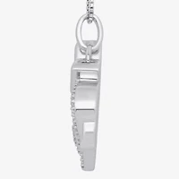 Hallmark Diamonds Mother And Baby Elephant Womens 1/10 CT. T.W. Natural White Diamond Sterling Silver Heart 18 Inch Pendant Necklace