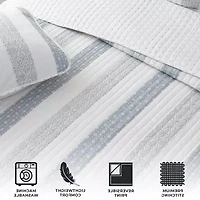 Linery Patterned Stripe Design Reversible Quilt Set