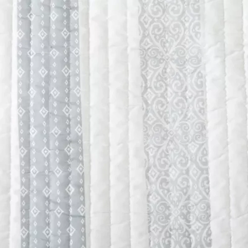 Linery Patterned Stripe Design Reversible Quilt Set