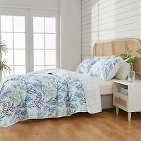 Linery Blue Coral Reversible Quilt Set