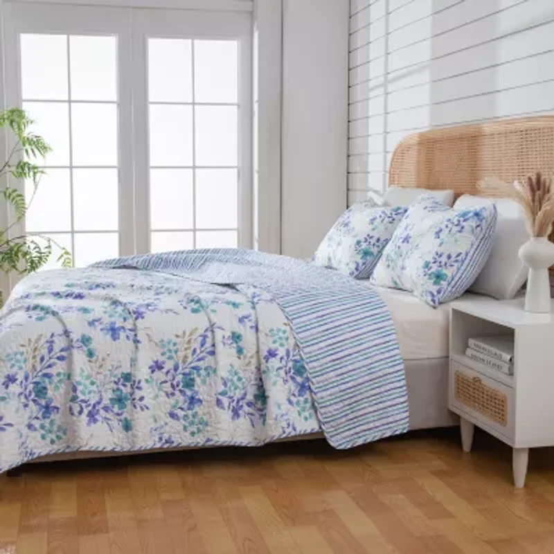 Linery Blue Floral Reversible Quilt Set