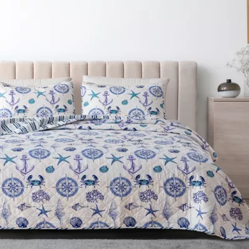 Linery Nautical Reversible Reversible Quilt Set