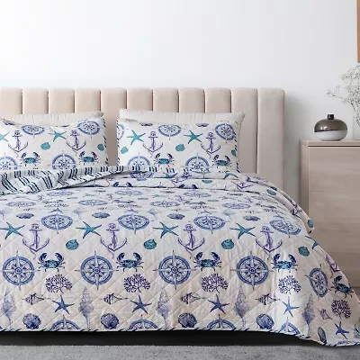 Linery Nautical Reversible Quilt Set