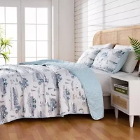 Linery Coastal Toile Reversible Reversible Quilt Set