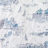 Linery Coastal Toile Reversible Reversible Quilt Set