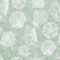Linery Green Seashell Reversible Quilt Set
