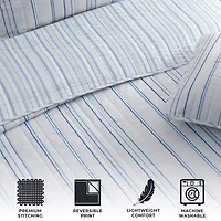 Linery Delicate Stripes Reversible Quilt Set