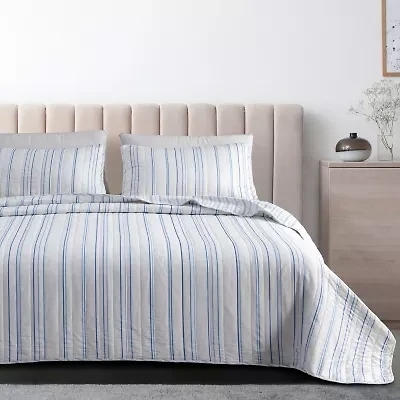 Linery Delicate Stripes Reversible Quilt Set